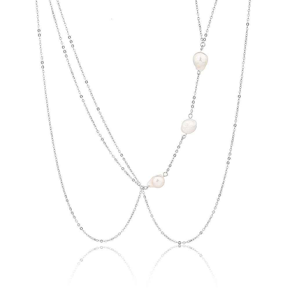 שרשרת בטן Pearl Bloom Silver