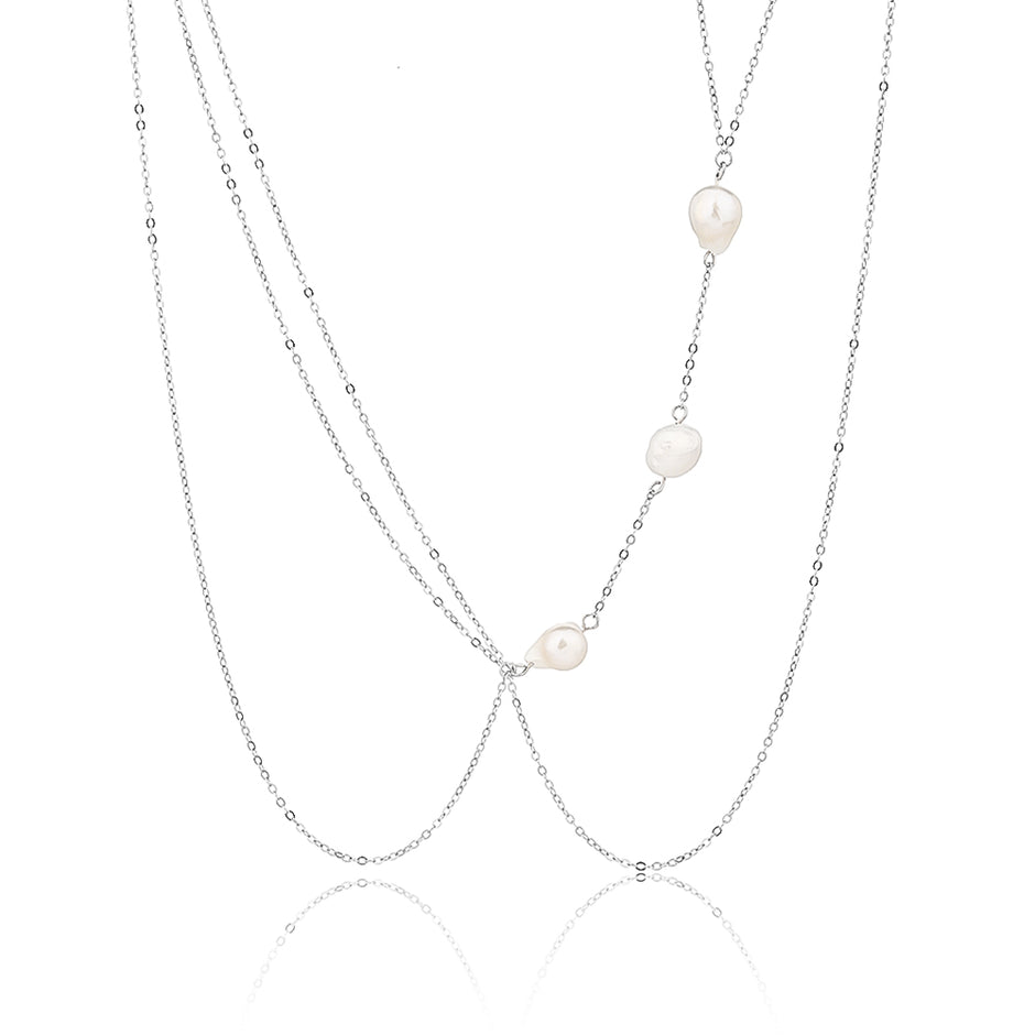 שרשרת בטן Pearl Bloom Silver