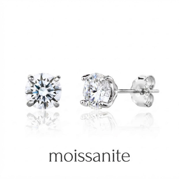 עגיל מוסונייט Éclat Round Silver 3.6CT