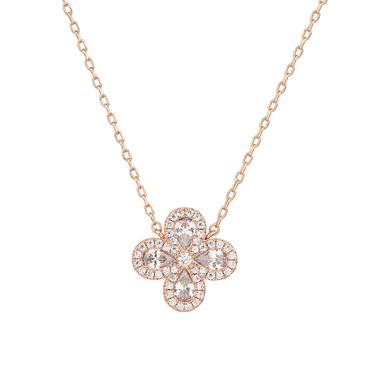 Fiore Necklace rose gold - White