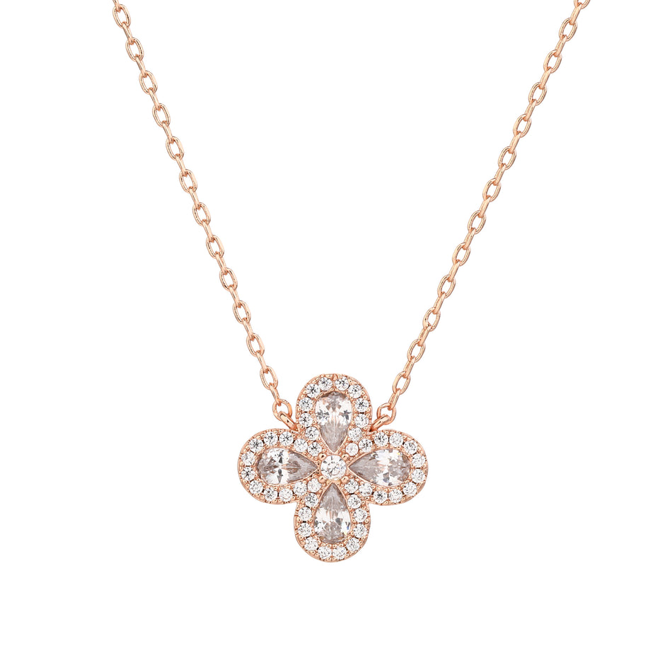 Fiore Necklace rose gold - White