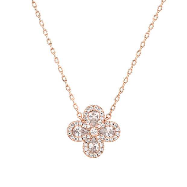 Fiore Necklace rose gold - White