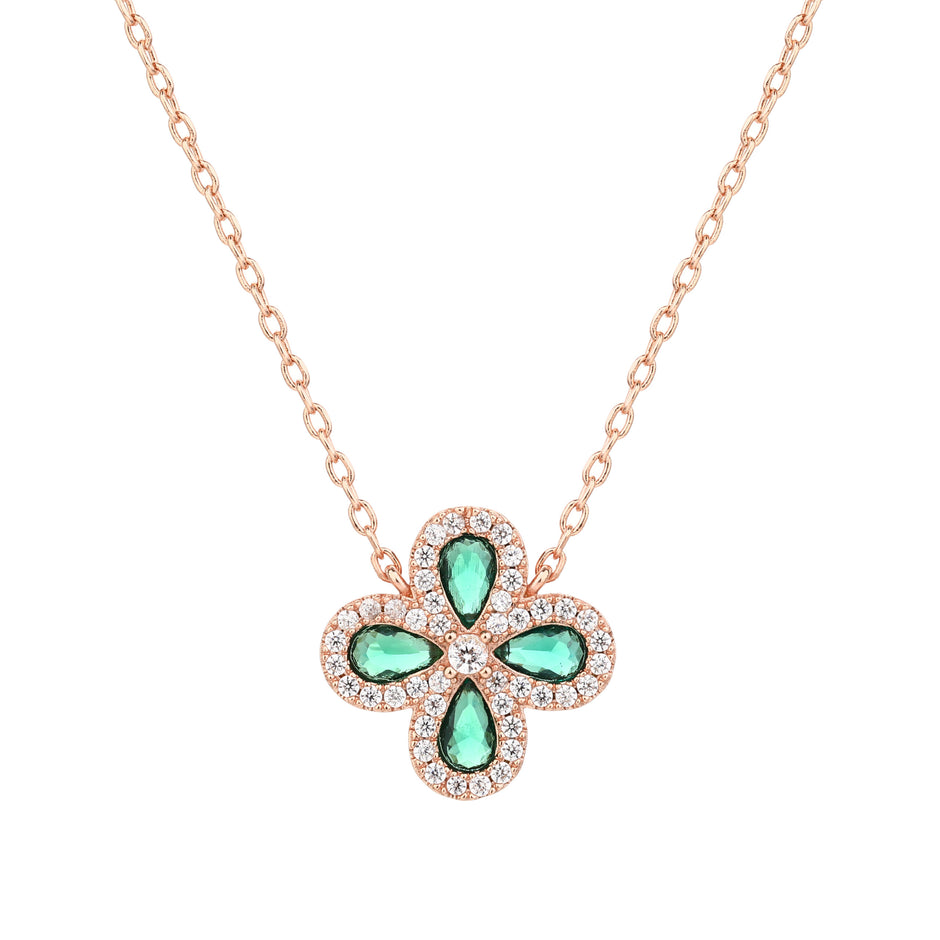 Fiore Necklace rose gold- green