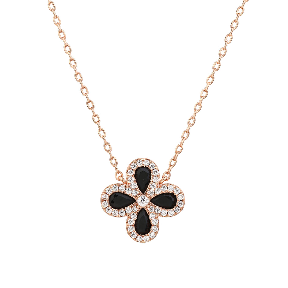 Fiore Necklace rose gold- Black