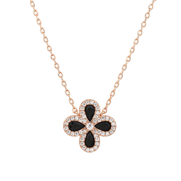 Fiore Necklace rose gold- Black