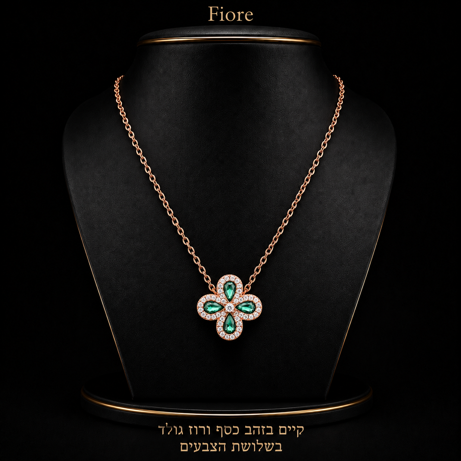 Fiore Necklace rose gold- green