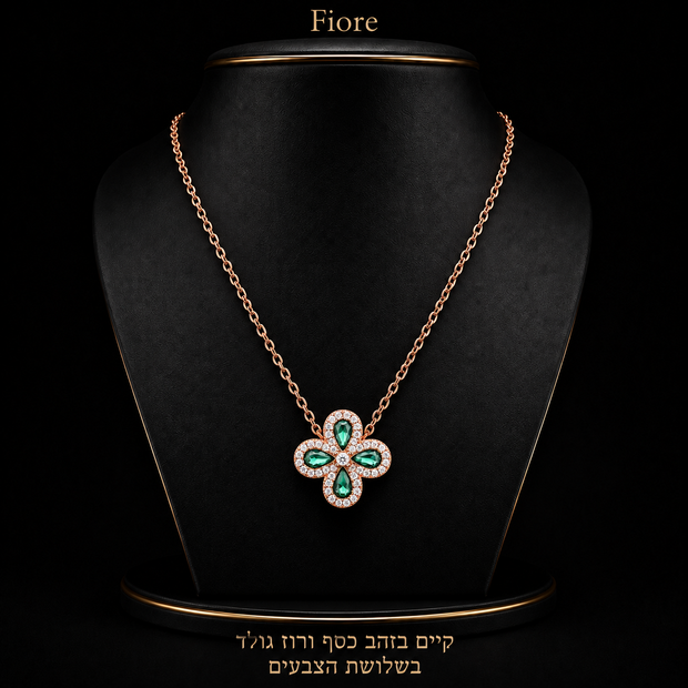 Fiore Necklace rose gold- green