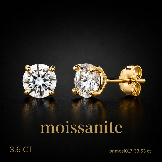עגיל  מוסונייט Éclat Round Gold 3.6CT